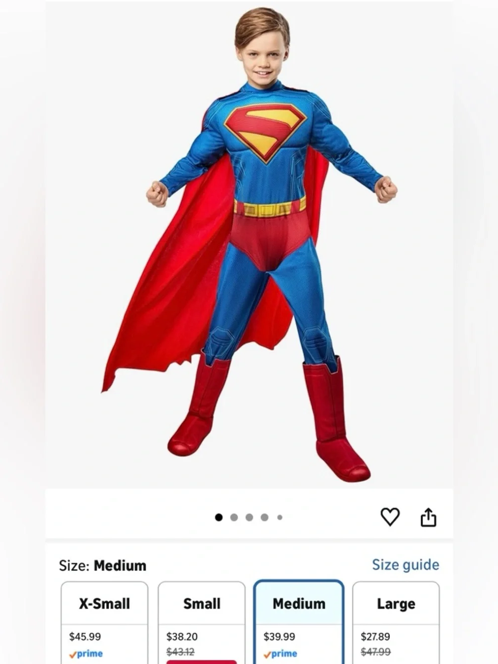 Rubie's Blue, Red and Yellow Superman-Style Kids Costume with Cape Size M - Picture 7 of 8